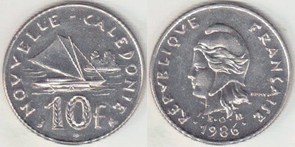 1986 New Caledonia 10 Francs A008533